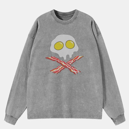 Vintage Bacon And Eggs Cool Washed Long Sleeve Shirt