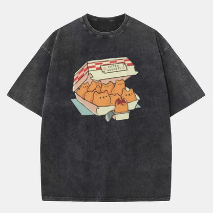 Vintage Fast Food Cat Washed T-Shirt