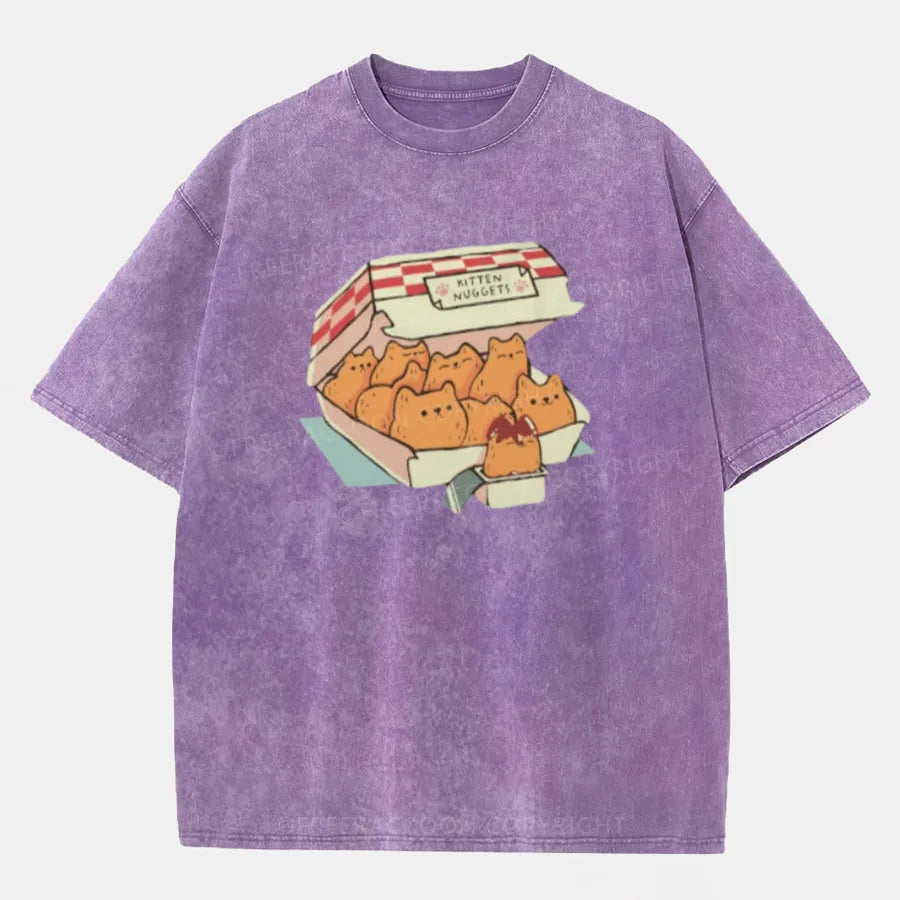 Vintage Fast Food Cat Washed T-Shirt