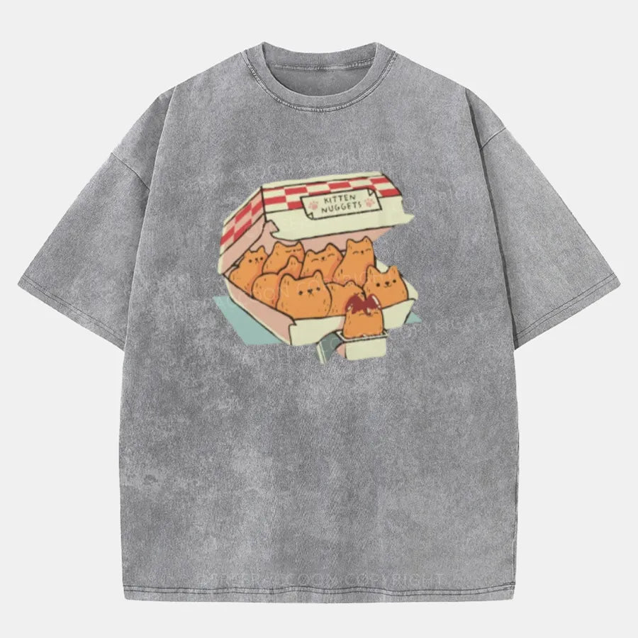 Vintage Fast Food Cat Washed T-Shirt