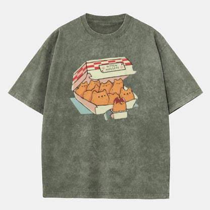 Vintage Fast Food Cat Washed T-Shirt