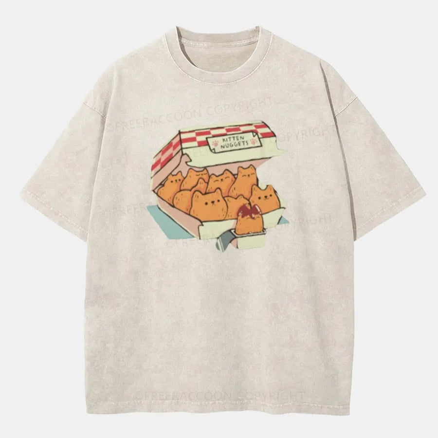 Vintage Fast Food Cat Washed T-Shirt