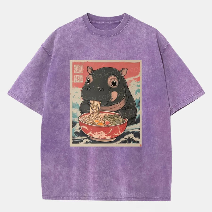 Vintage Hippo And Ramen Washed T-Shirt