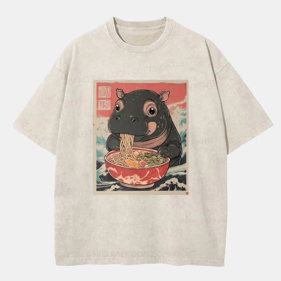 Vintage Hippo And Ramen Washed T-Shirt