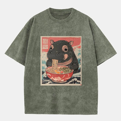 Vintage Hippo And Ramen Washed T-Shirt