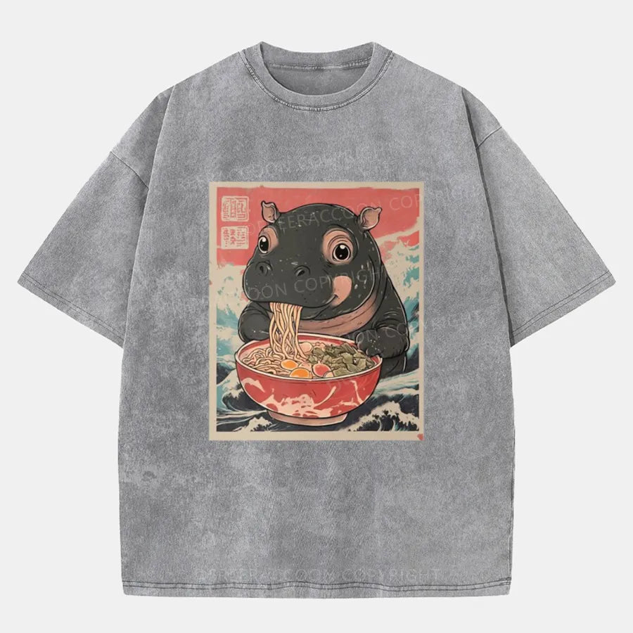 Vintage Hippo And Ramen Washed T-Shirt