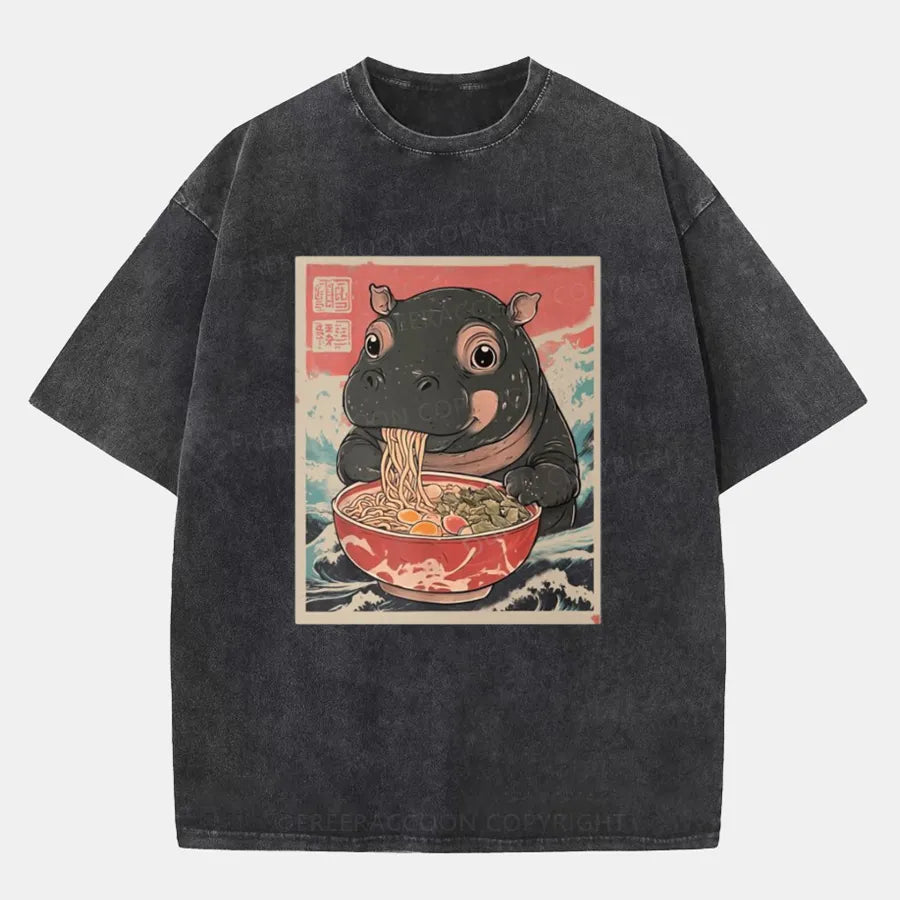 Vintage Hippo And Ramen Washed T-Shirt