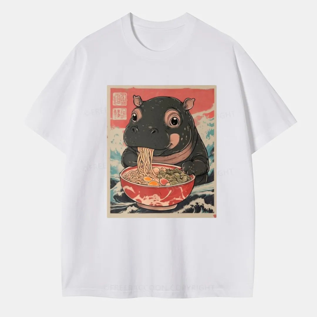 Vintage Hippo And Ramen Classic T-Shirt