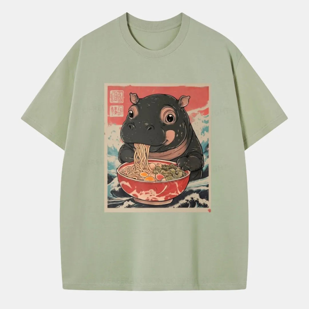 Vintage Hippo And Ramen Classic T-Shirt