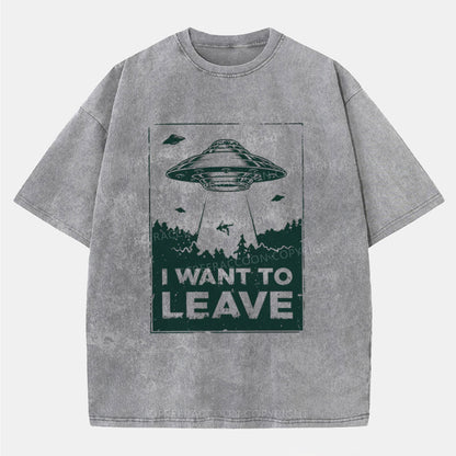 Vintage I Want To Leave Washed T-Shirt