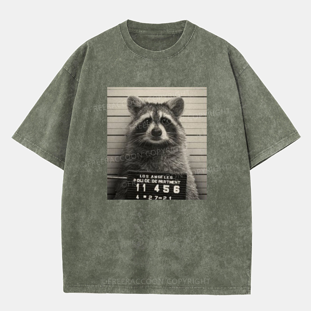 Vintage Raccoon Mugshot Washed T-Shirt