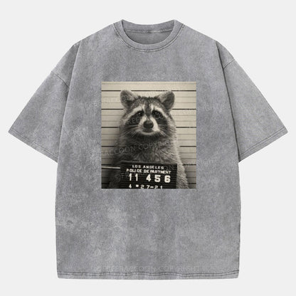 Vintage Raccoon Mugshot Washed T-Shirt