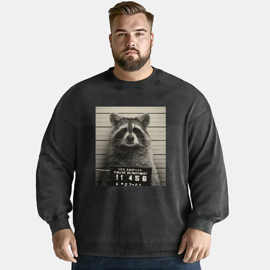 Vintage Raccoon Mugshot Washed Long Sleeve Shirt