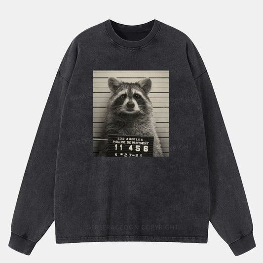 Vintage Raccoon Mugshot Washed Long Sleeve Shirt