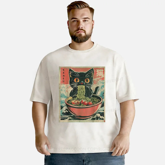 Vintage Cat Ramen Washed T-Shirt