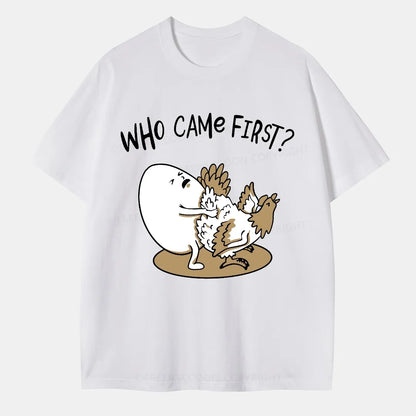 Vintage Who Came First Chicken Or Egg Classic T-Shirt