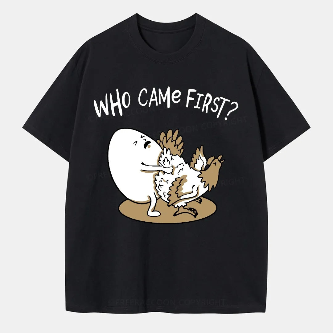 Vintage Who Came First Chicken Or Egg Classic T-Shirt