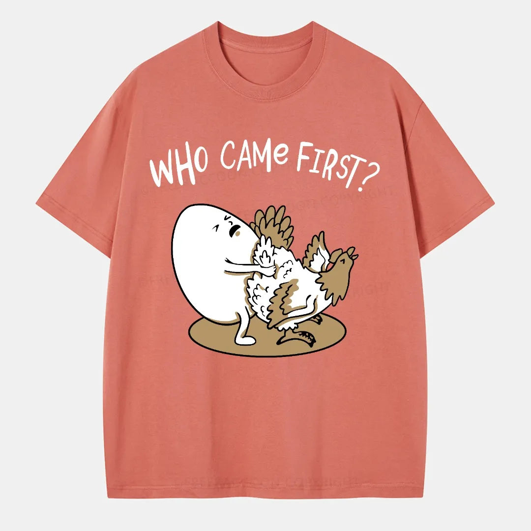 Vintage Who Came First Chicken Or Egg Classic T-Shirt