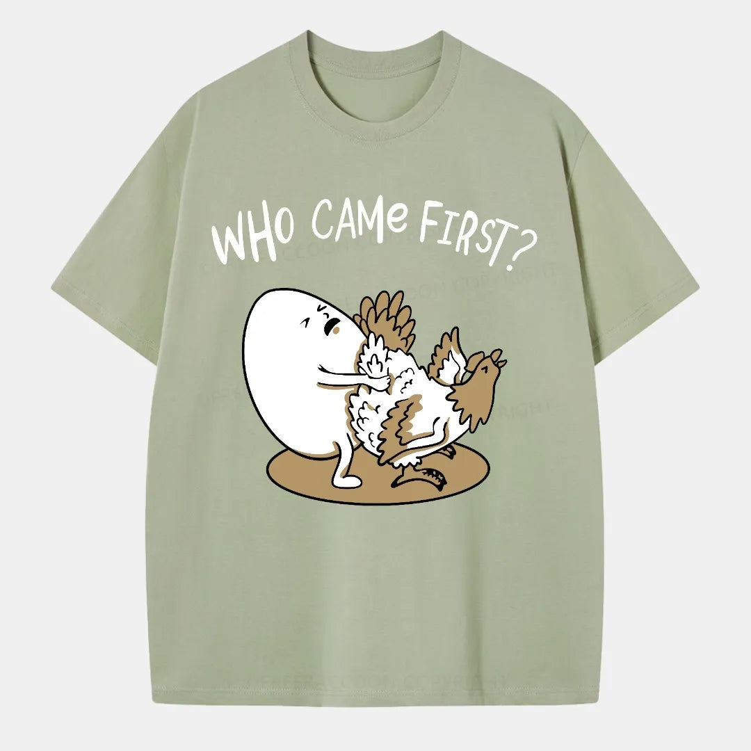 Vintage Who Came First Chicken Or Egg Classic T-Shirt