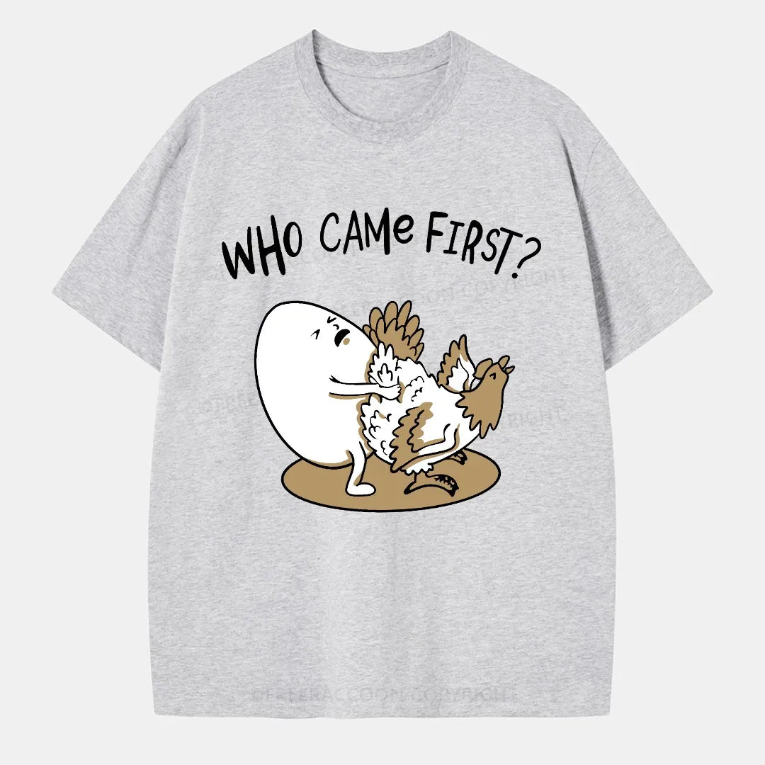 Vintage Who Came First Chicken Or Egg Classic T-Shirt