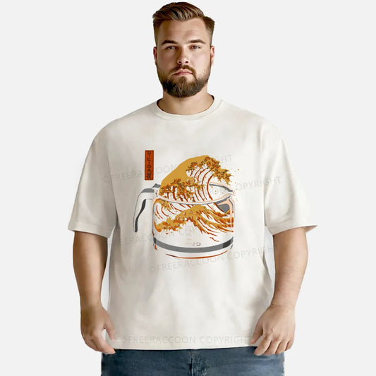 Vintage The Great Wave Coffee Washed T-Shirt