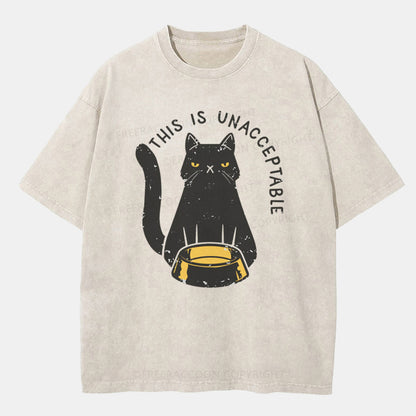 Vintage This Is Unacceptable Washed T-ShirtT-Shirt,Washed TS,2502M,Siena,250225,Humor,Animal,Cat,Sarcasm