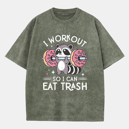 Vintage I Workout So I Can Eat Trash Washed T-Shirt