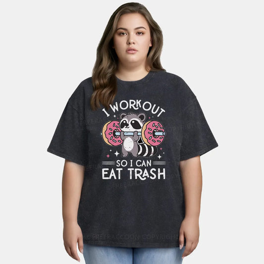 Vintage I Workout So I Can Eat Trash Washed T-Shirt