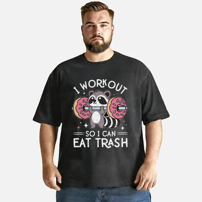 Vintage I Workout So I Can Eat Trash Washed T-Shirt