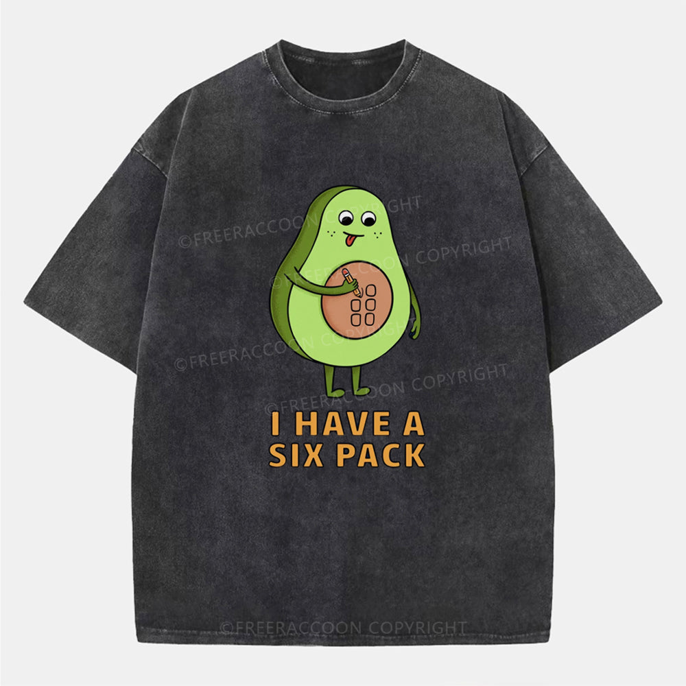 Vintage I Have A Six Pack Washed T-ShirtT-Shirt,Washed TS,2502M,Siena,250225,Humor,Avocado,zichao,Fat