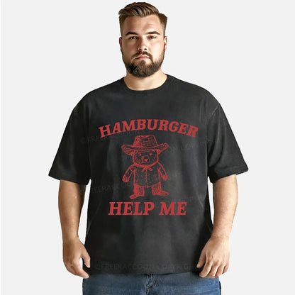 Vintage Hamburger Help Me Washed T-Shirt