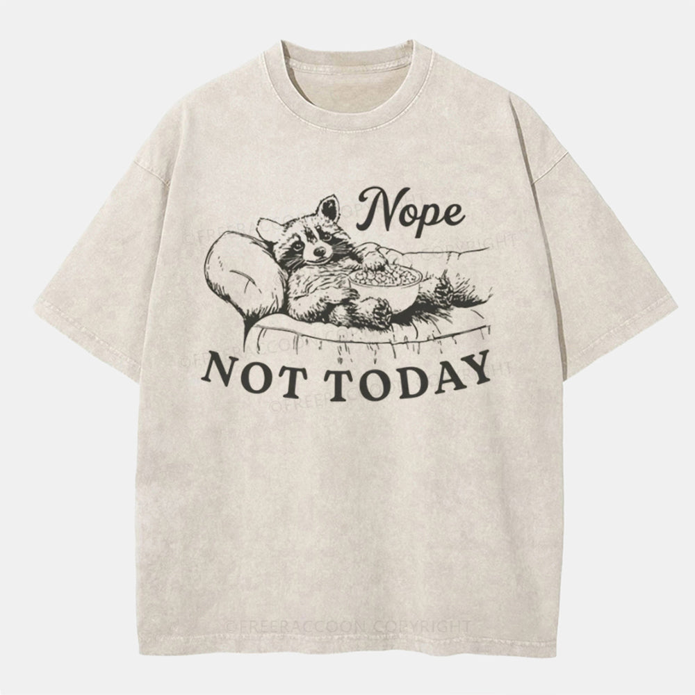 Vintage Nope Not Today Washed T-ShirtT-Shirt,Washed TS,2502M,Siena,250225,Humor,Animal,zichao,Raccoon