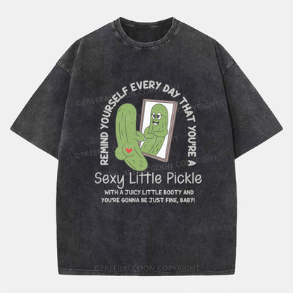 Vintage Remind Yourself Every Day That You??Re A Sexy Little Pickle Washed T-ShirtT-Shirt,Washed TS,2502M,Siena,250225,Humor,Fat,Confidence