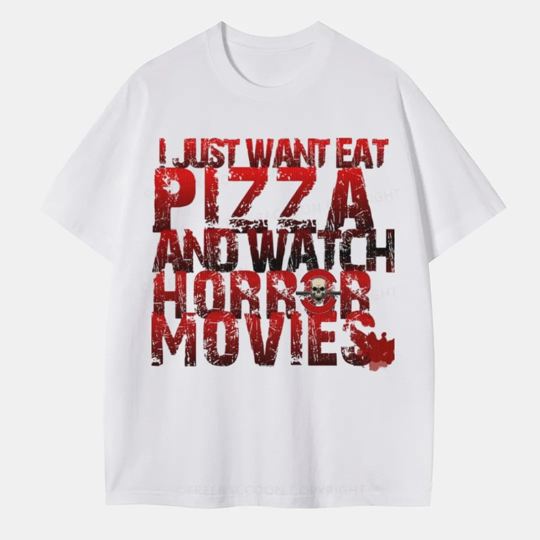 Vintage I Just Want Eat Pizza And Watch Horror Movies Classic T-Shirt