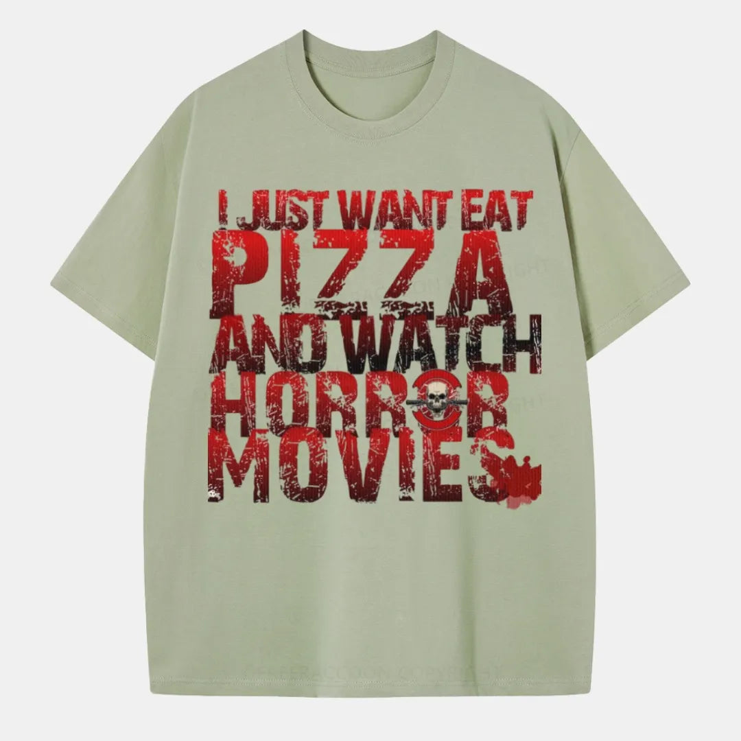 Vintage I Just Want Eat Pizza And Watch Horror Movies Classic T-Shirt