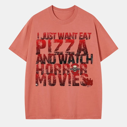 Vintage I Just Want Eat Pizza And Watch Horror Movies Classic T-Shirt