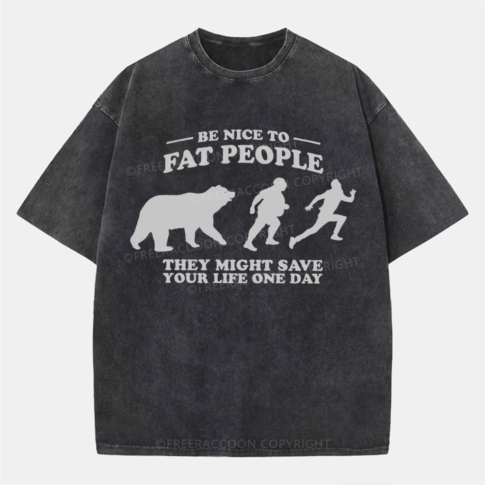 Vintage Be Nice To Be Fat People Washed T-Shirt