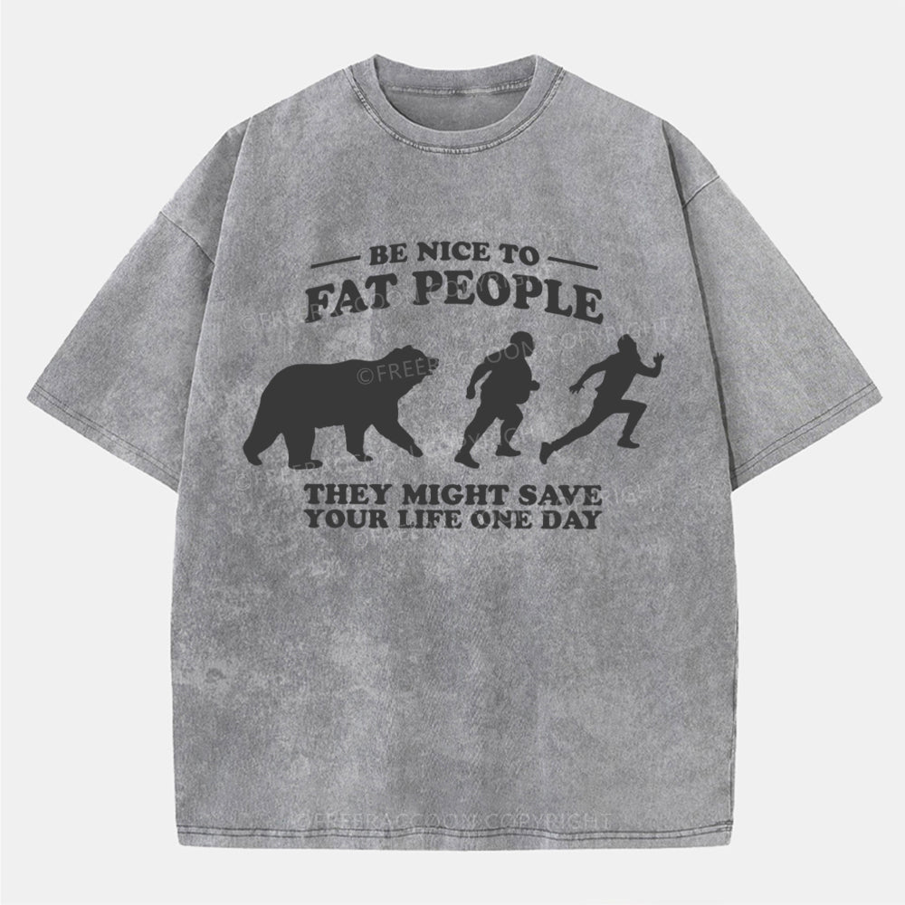 Vintage Be Nice To Be Fat People Washed T-Shirt