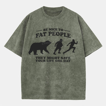 Vintage Be Nice To Be Fat People Washed T-Shirt