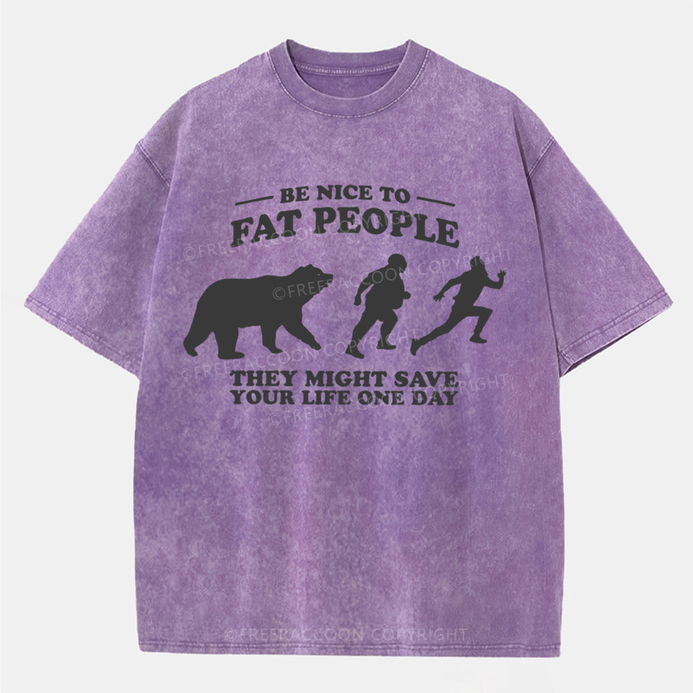 Vintage Be Nice To Be Fat People Washed T-ShirtT-Shirt,Washed TS,2502M,Siena,250225,Humor,Fat,Food,zichao