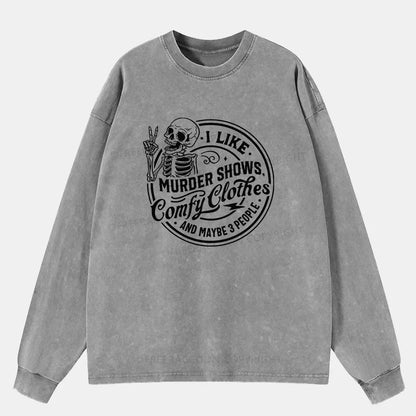 Vintage I Like Murder Shows Washed Long Sleeve Shirt