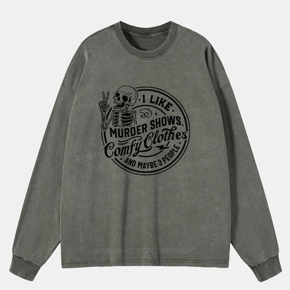 Vintage I Like Murder Shows Washed Long Sleeve Shirt