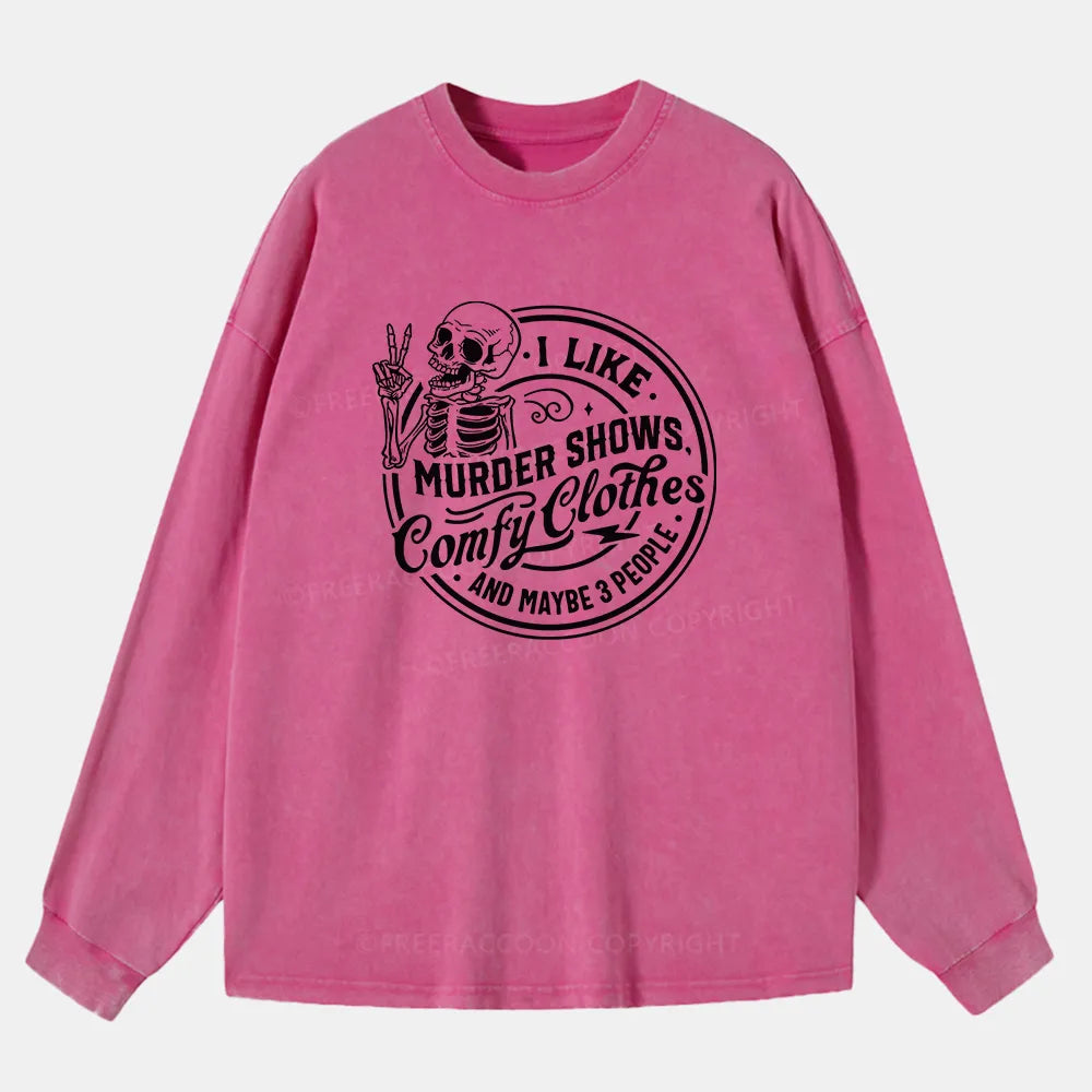 Vintage I Like Murder Shows Washed Long Sleeve Shirt