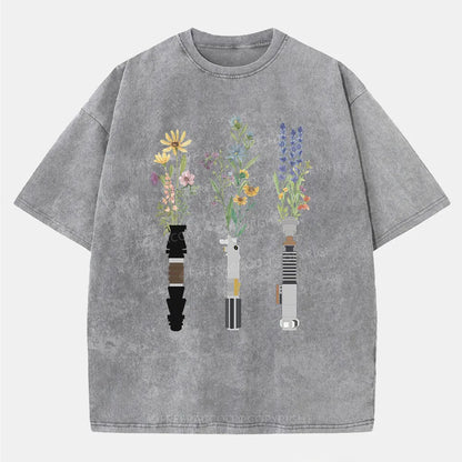 Vintage Floral Lightsaber Washed T-Shirt