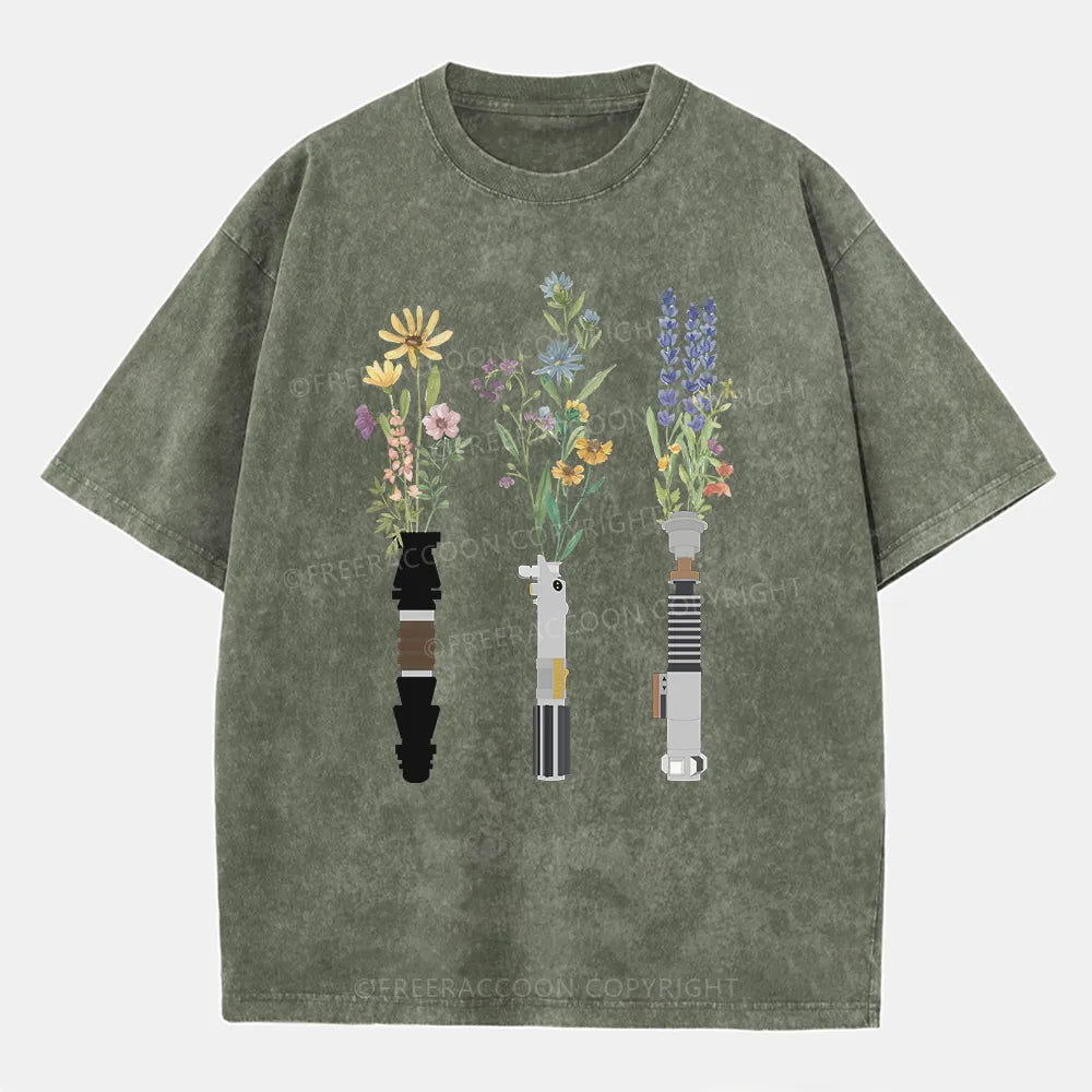 Vintage Floral Lightsaber Washed T-Shirt