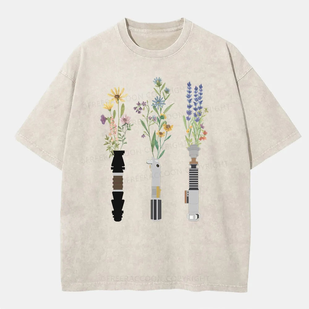 Vintage Floral Lightsaber Washed T-Shirt