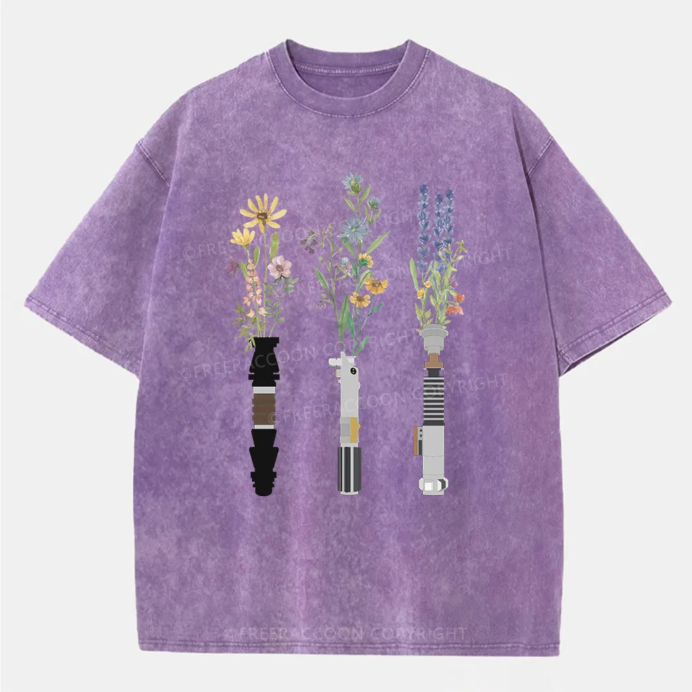 Vintage Floral Lightsaber Washed T-Shirt