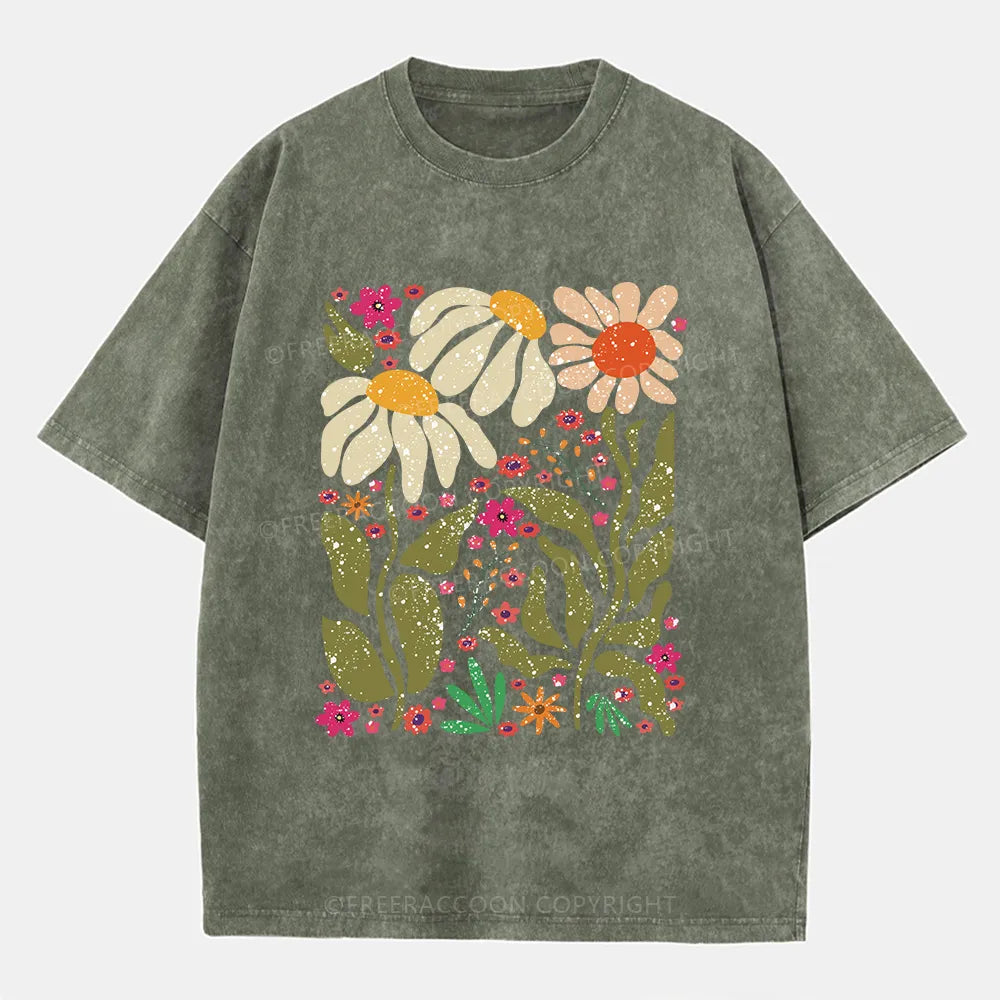 Vintage Hippie Flower Washed T-Shirt