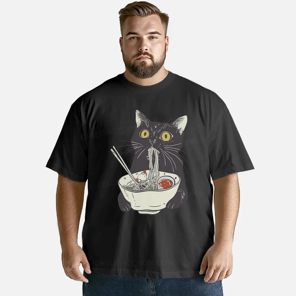 Vintage Funny Cat Eating Noodles Classic T-Shirt