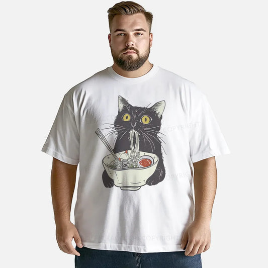 Vintage Funny Cat Eating Noodles Classic T-Shirt